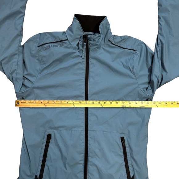 Hollister Men's Sky Blue Windbreaker Jacket Full Zip-Up High Collar Size Medium - Picture 5 of 13